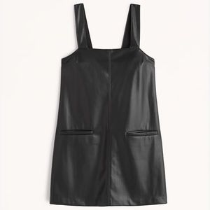 NWT Abercrombie & Fitch Black Vegan Leather Shift Dress Size XS